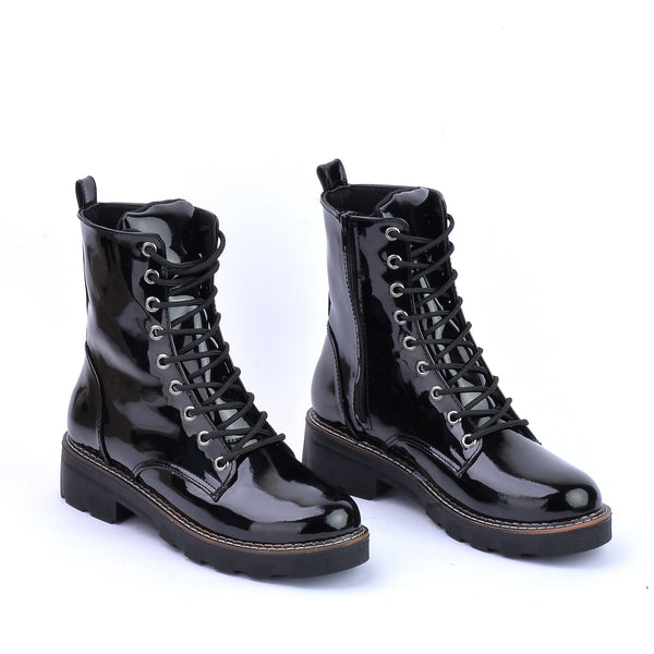 Boot Mid Heels Leather Glossy SH