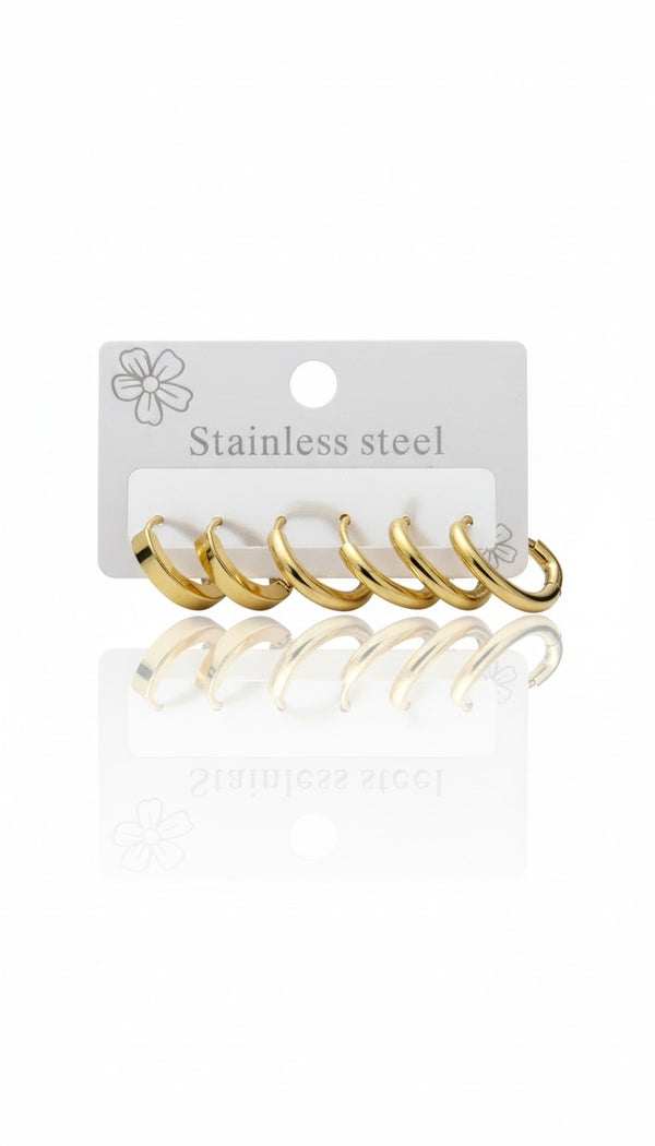 Golden Shine Hoops Set – EA-33