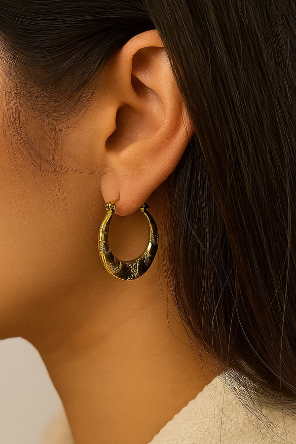 Golden Textured Hoops – Bold Elegance EA-4