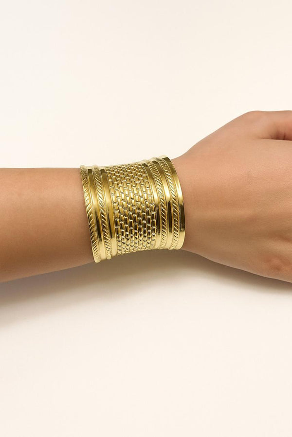 Golden Weave Textured Bangle Set BR-5