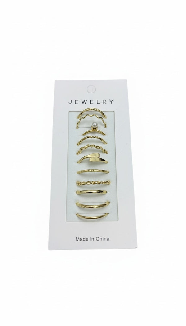 Elegant Gold Ring Set – 11 Pieces - RN-24