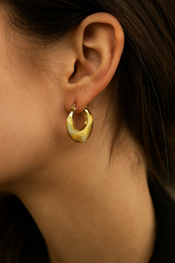Golden Textured Hoops EA-7