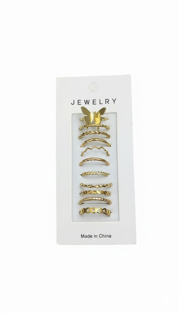 Elegant Gold Ring Set – 11 Pieces - RN-18
