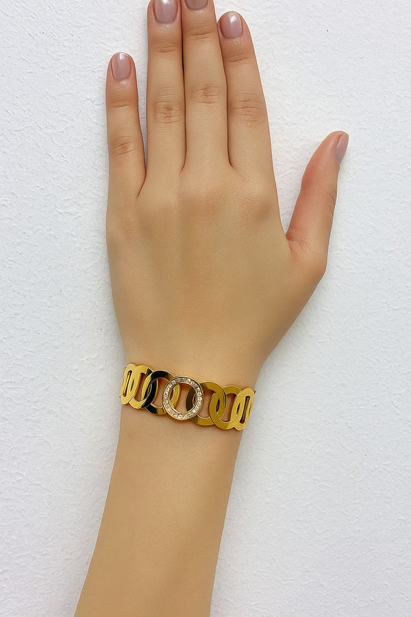 Stainless Steel Pure – Gold Crystal Bracelet BR-14