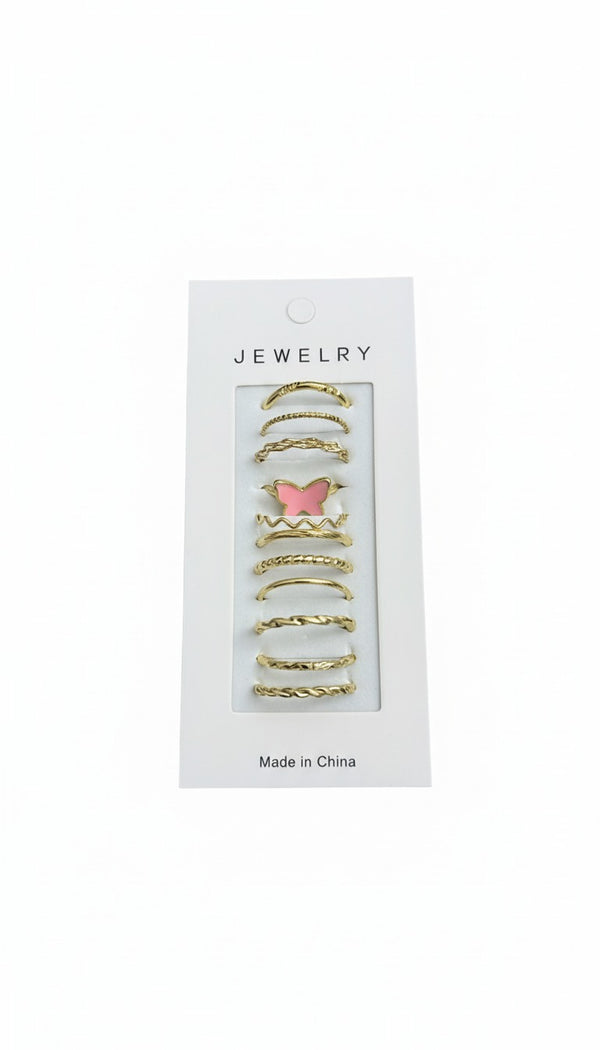 Elegant Gold Ring Set – 11 Pieces - RN-16