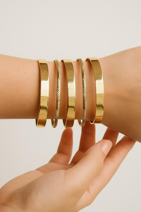 Pure Lines Minimal Gold Bangles Set BR-10