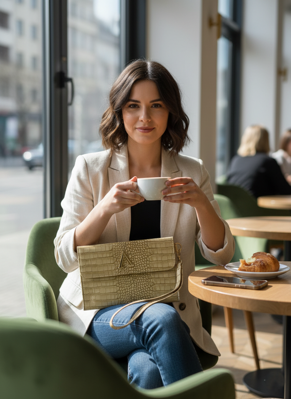 Handbag with a distinctive leather pattern BA-33