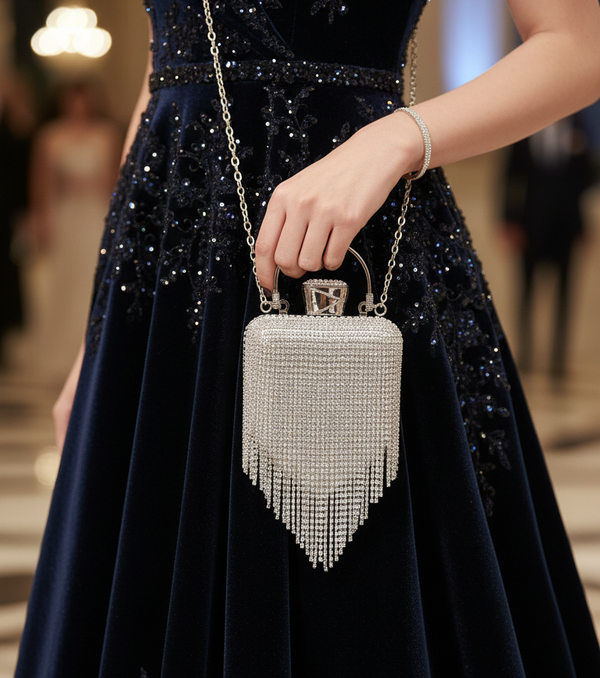 Clutch bag Rectangular with crystal fringe VS-46