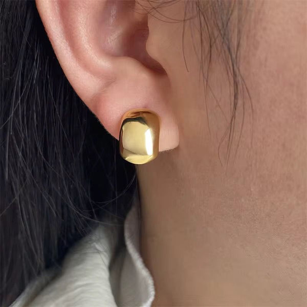 Minimalist Geometric Gold Stud Earrings - EA-12