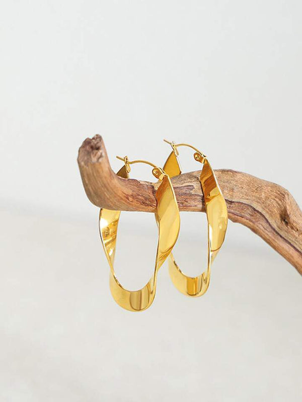 Twisted Sculptural Gold Earrings - EA-15