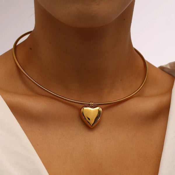 Necklace with a shiny heart pendant NE-21