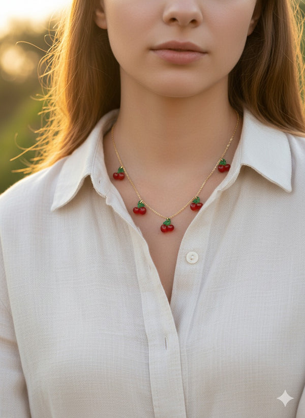 necklace with a playful cherry NE-17