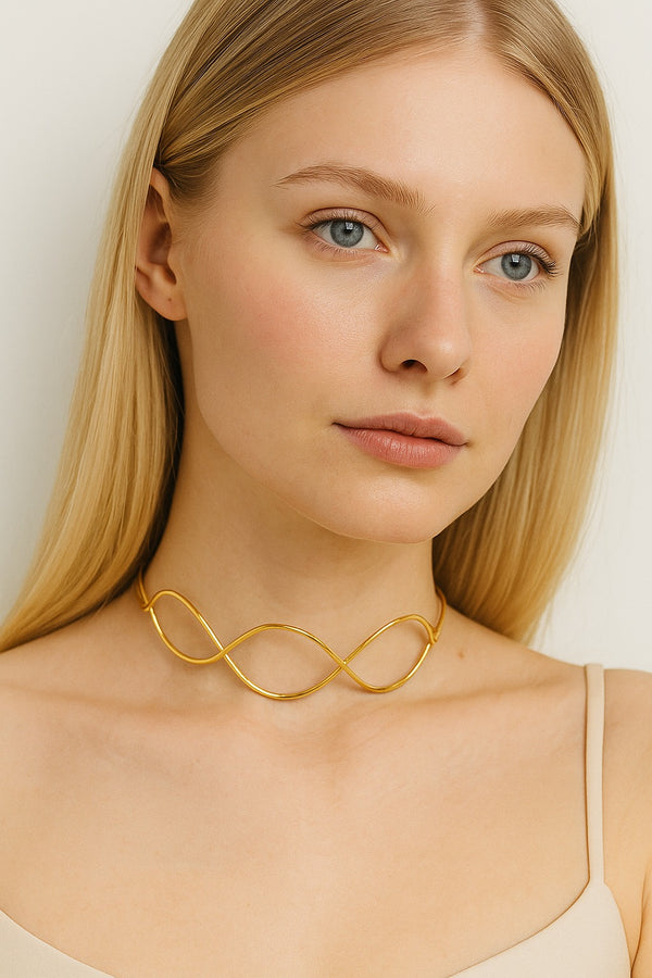 choker necklace with elegant wave design NE-22