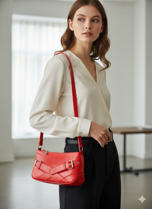 shoulder bag with a modern design and stylish buckle details BA-10