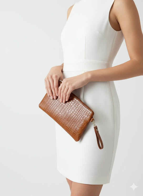 Elegant croc leather clutch fully lined inside BA-20