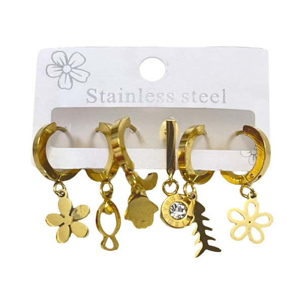 Earring Set – 3-Pair Stainless Steel Elegance EA-11