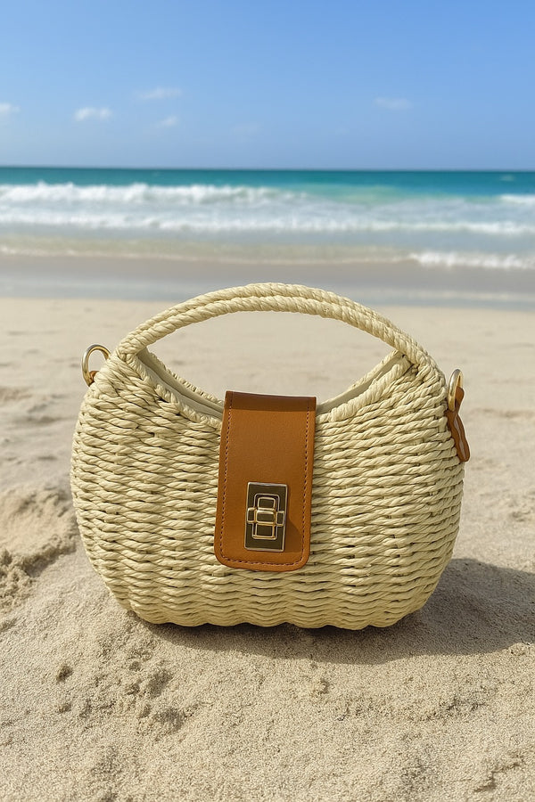 Seaside Woven Handbag – Natural Straw Look BA-12