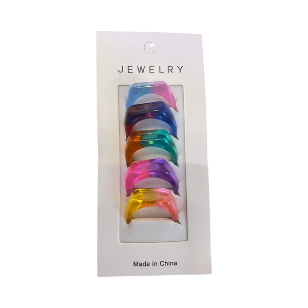 Color Pop Acrylic Ring Set – 5 Pieces RI-7
