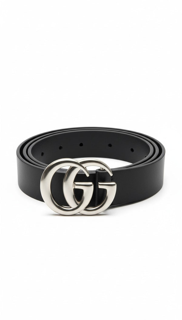 Double G Buckle Leather Belt -T-42