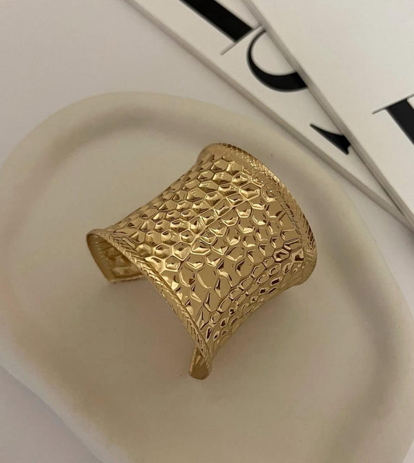 Golden Armor Textured Bold Cuff BR-9